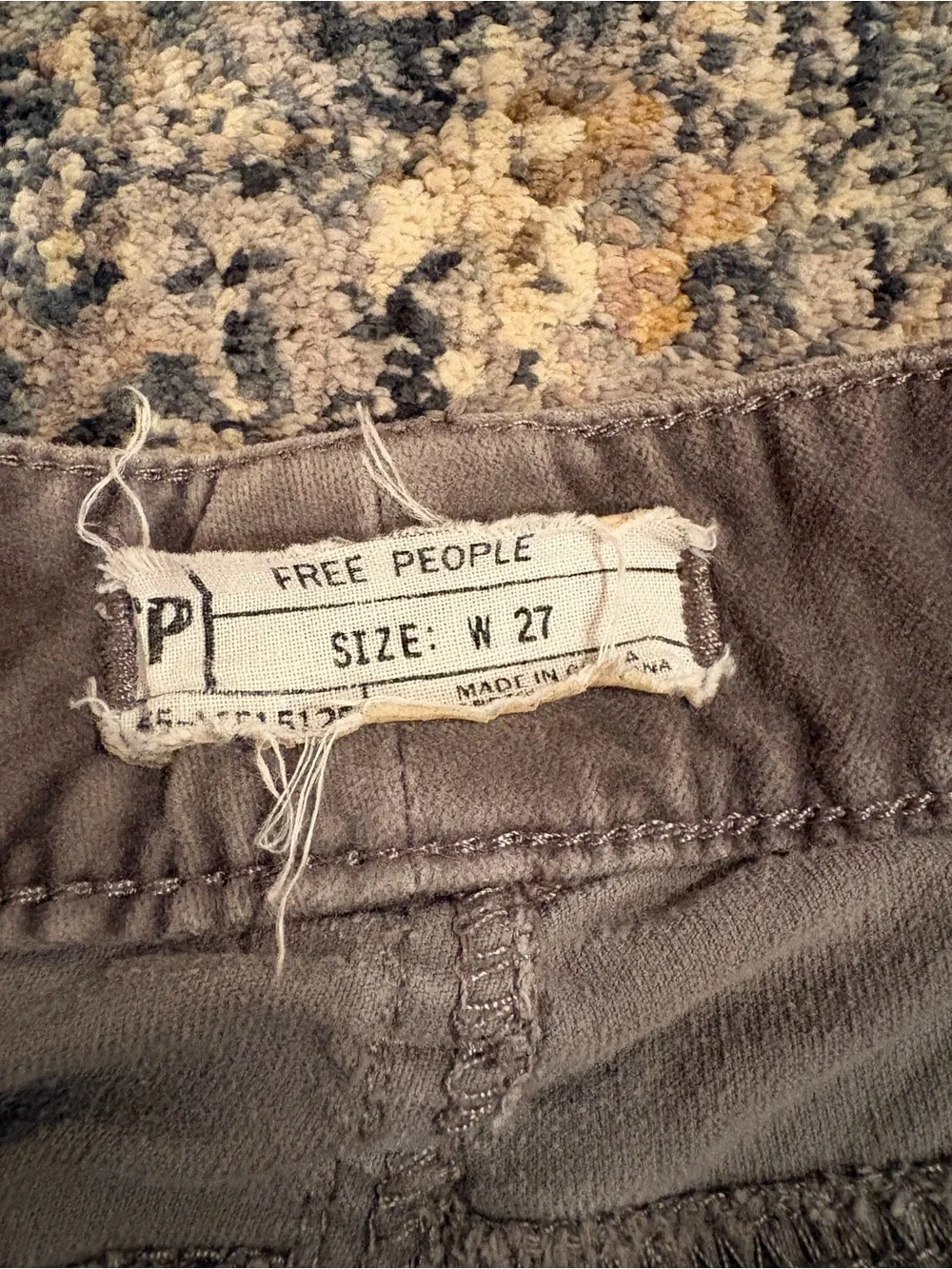 Free People Womens Grey Skinny Corduroy Pants Sz 27